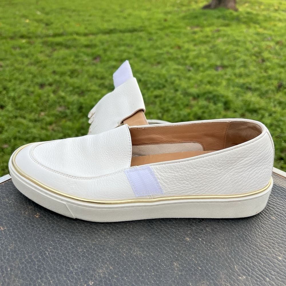 Santoni Womens US 8 EU 38.5 White Leather Loafer Slip On Shoe Strap Jewel - Picture 13 of 13